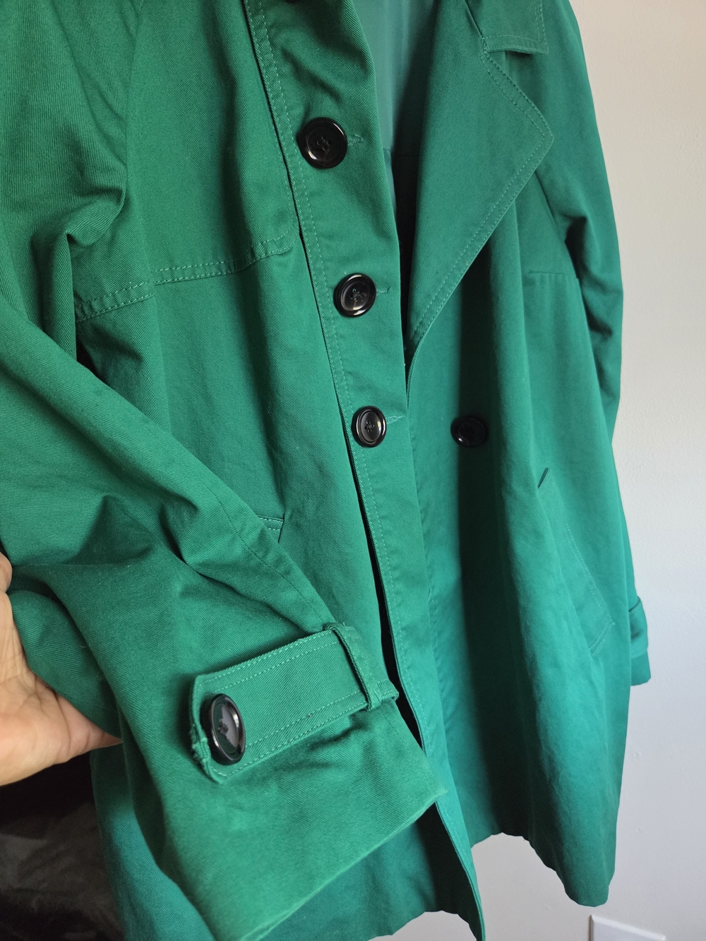 Daisy Fuentes Emerald Green Single-Breasted Trench Coat - Picture 4 of 11